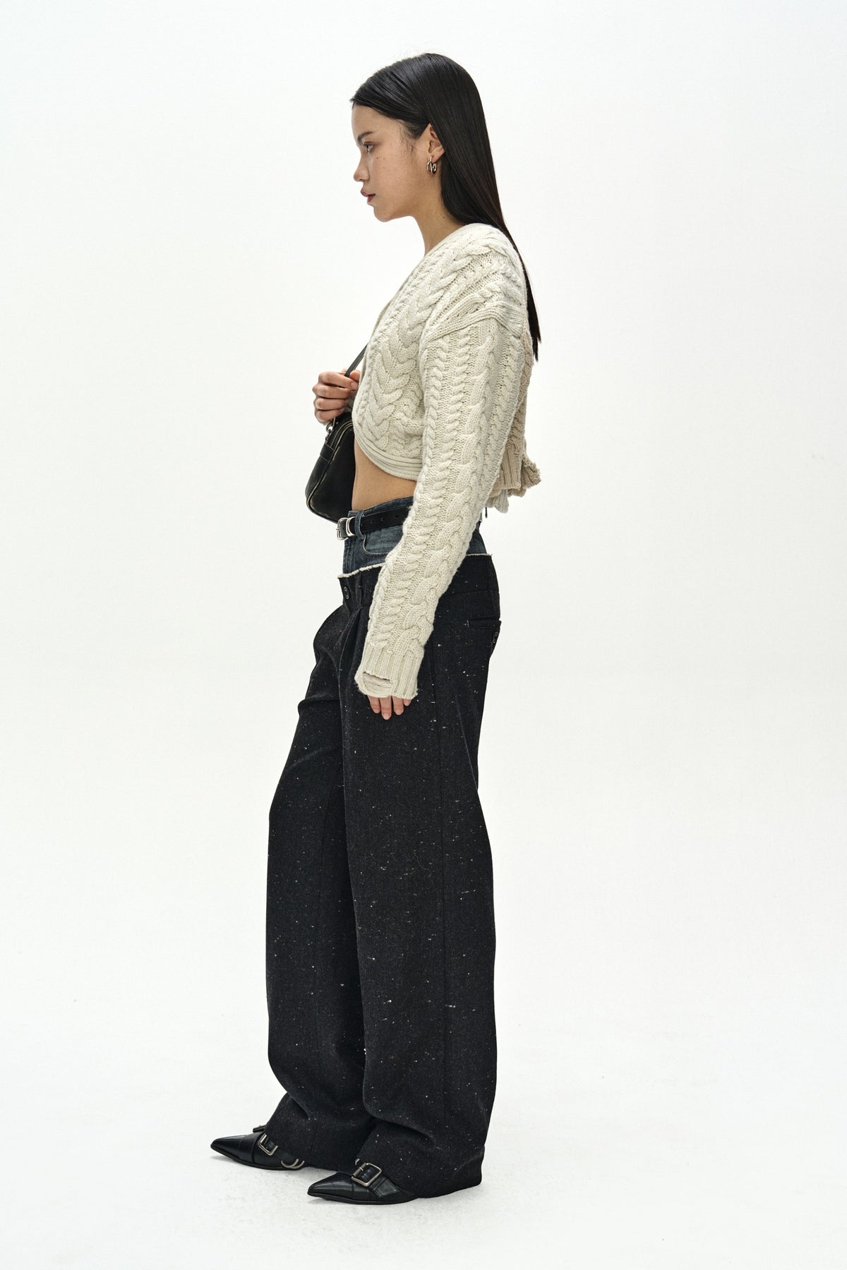 Andersson Bell - Cable Cropped Cardigan (Ivory/Ecru) product image 4 | TRAB K-Fashion Australia
