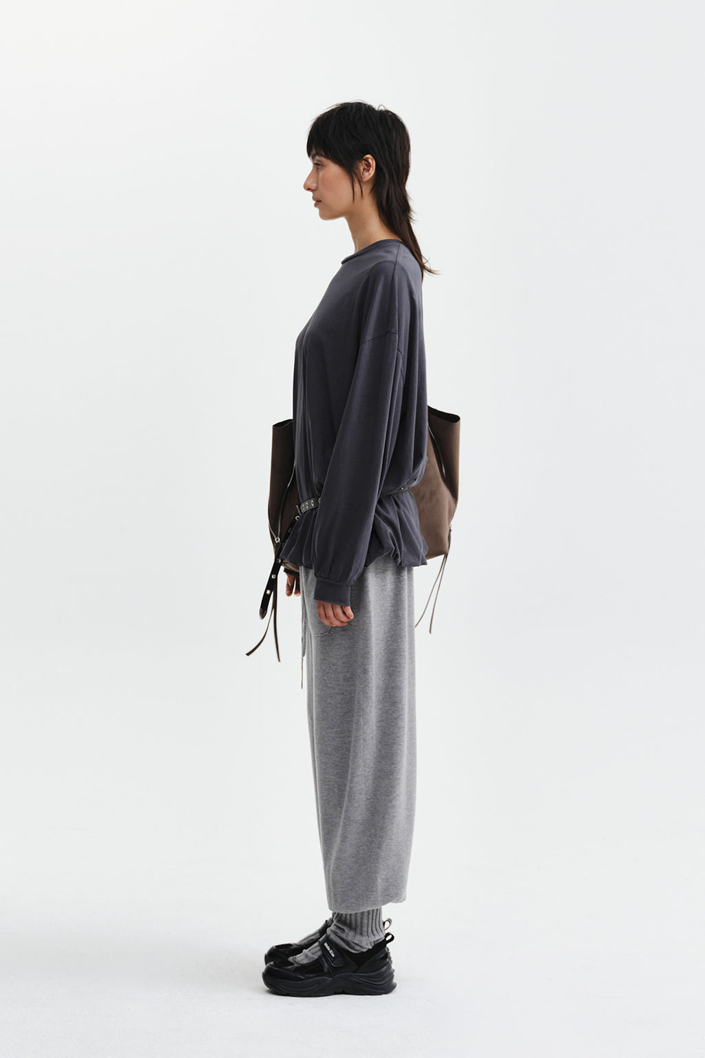 Matin Kim - Leg Warmer Knit Jogger Pants (Grey) product image 7 | TRAB K-Fashion Australia