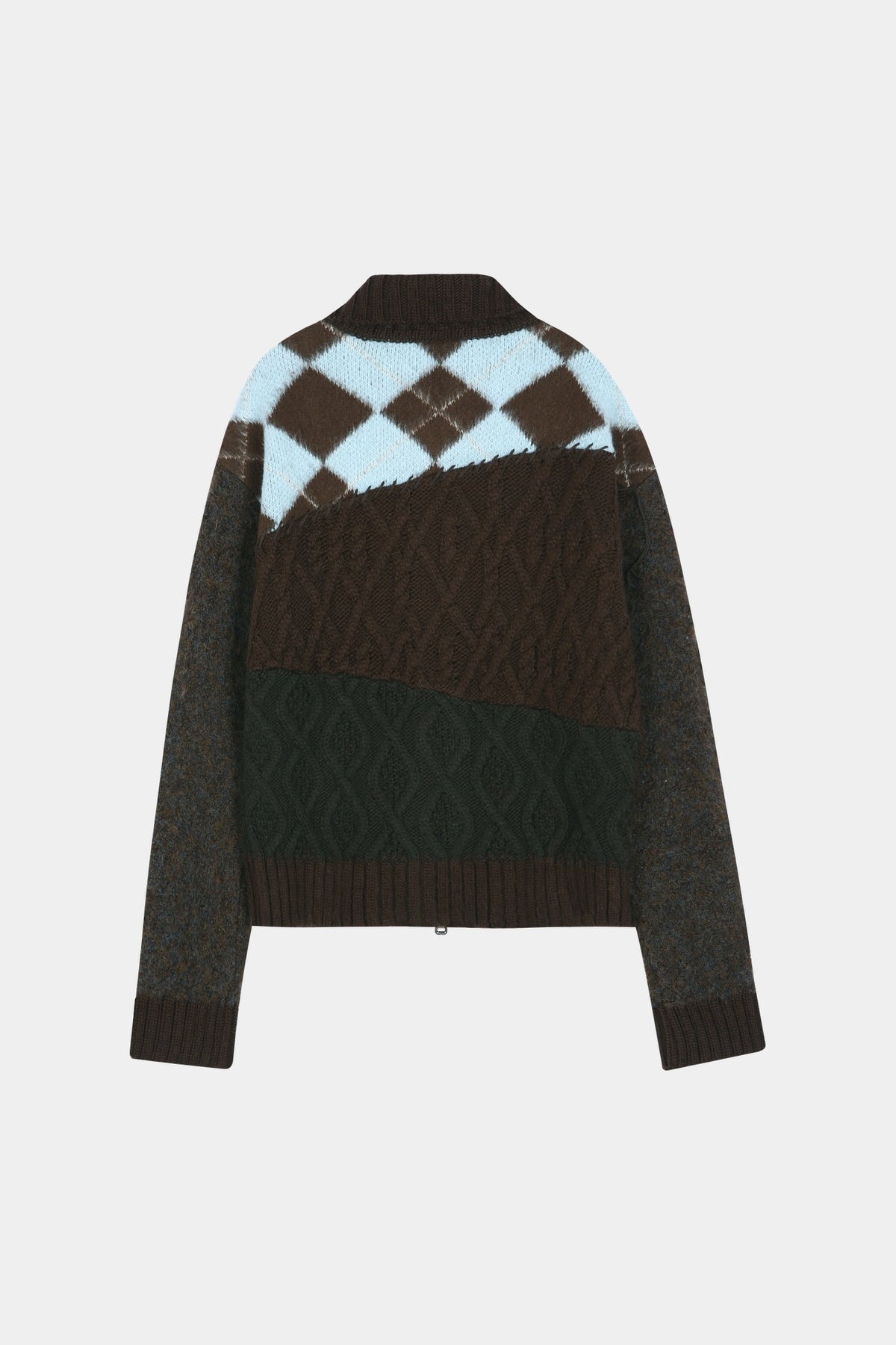 Andersson Bell - Patchwork Zip-Up Sweater (Brown/Khaki) product image 10 | TRAB K-Fashion Australia