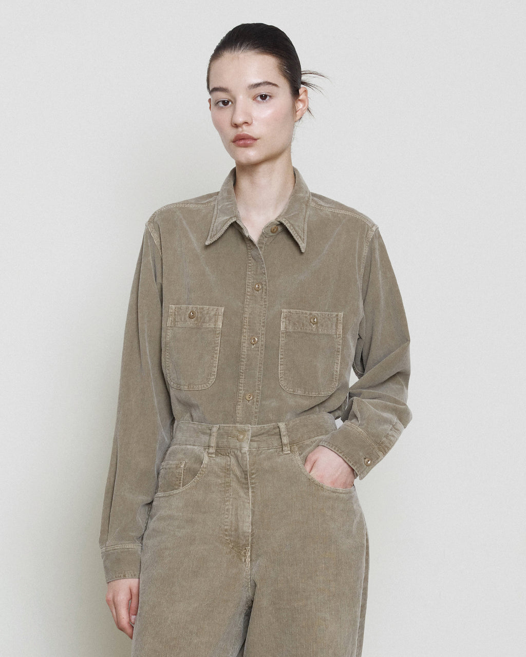 Brownyard - Garment Dyed Corduroy Shirt (Dark Beige) product image 4 | TRAB K-Fashion Australia