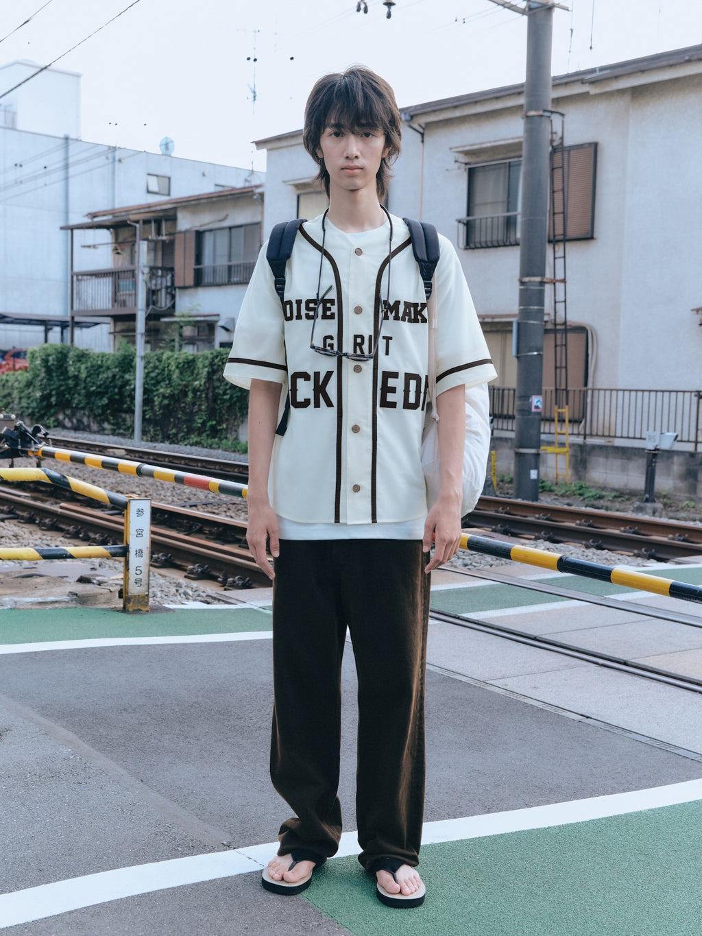 STU - Seersucker Baseball Shirt (Ivory) product image 1 | TRAB K-Fashion Australia