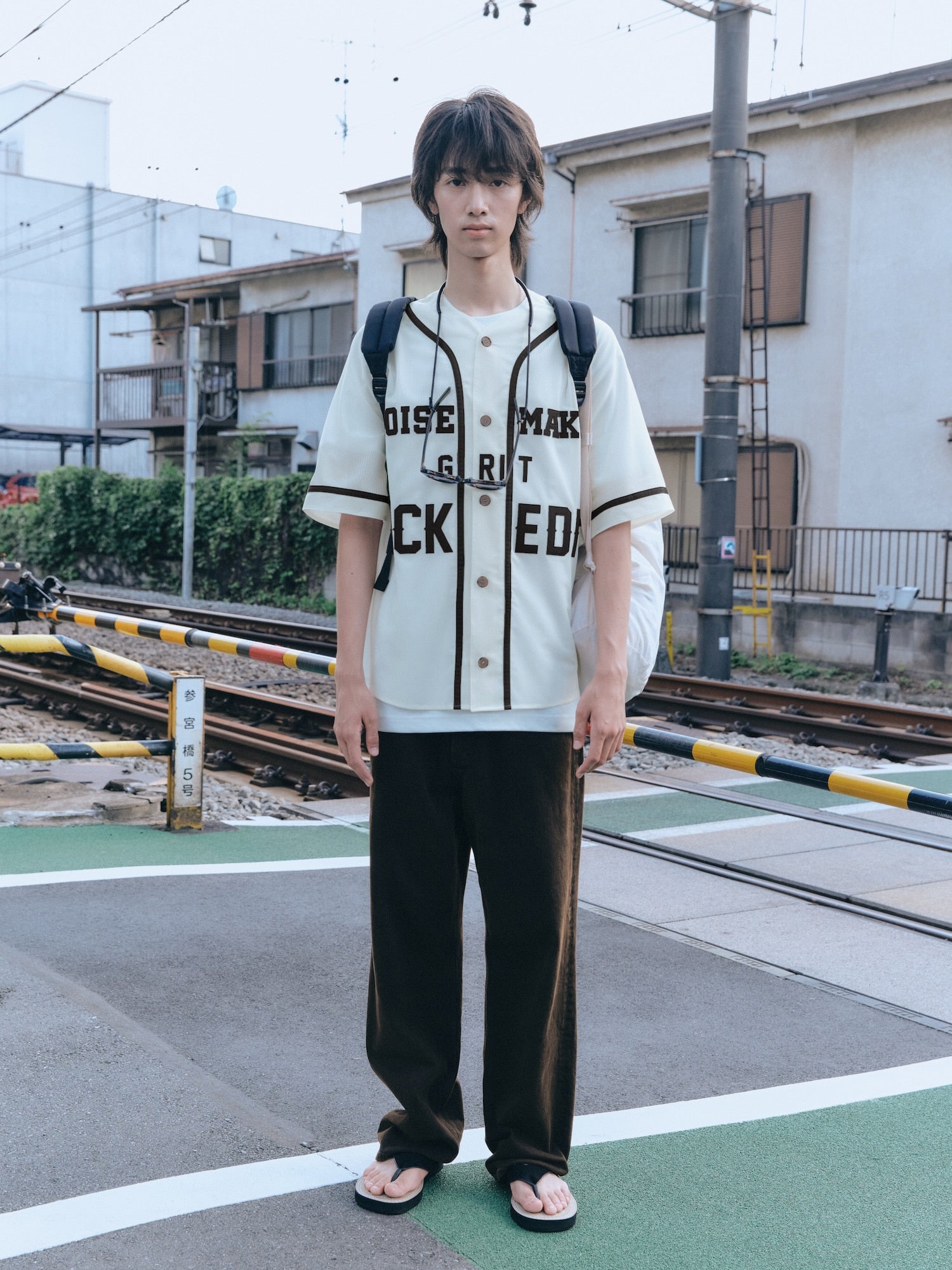 STU - Seersucker Baseball Shirt (Ivory) product image 1 | TRAB K-Fashion Australia