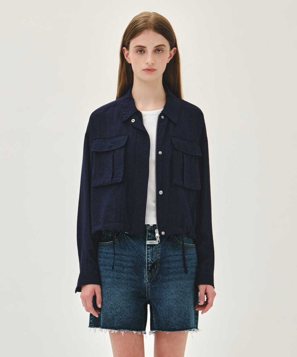 Marithe & Francois Girbaud - Crop Sheer Jacket (Navy) product image 1 | TRAB K-Fashion Australia