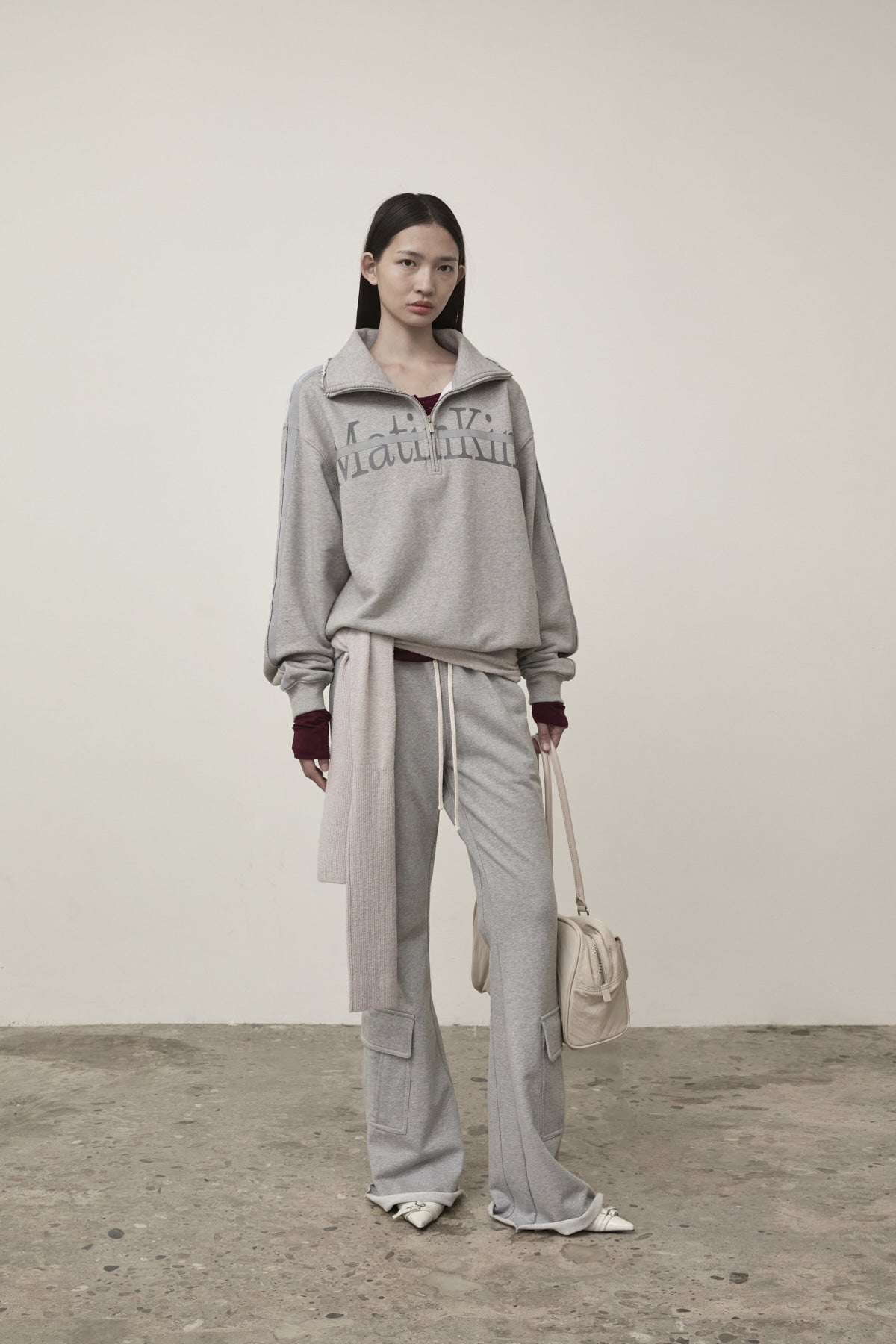 Matin Kim - Cut Out Half Zip Sweatshirt (Grey) product image 10 | TRAB K-Fashion Australia