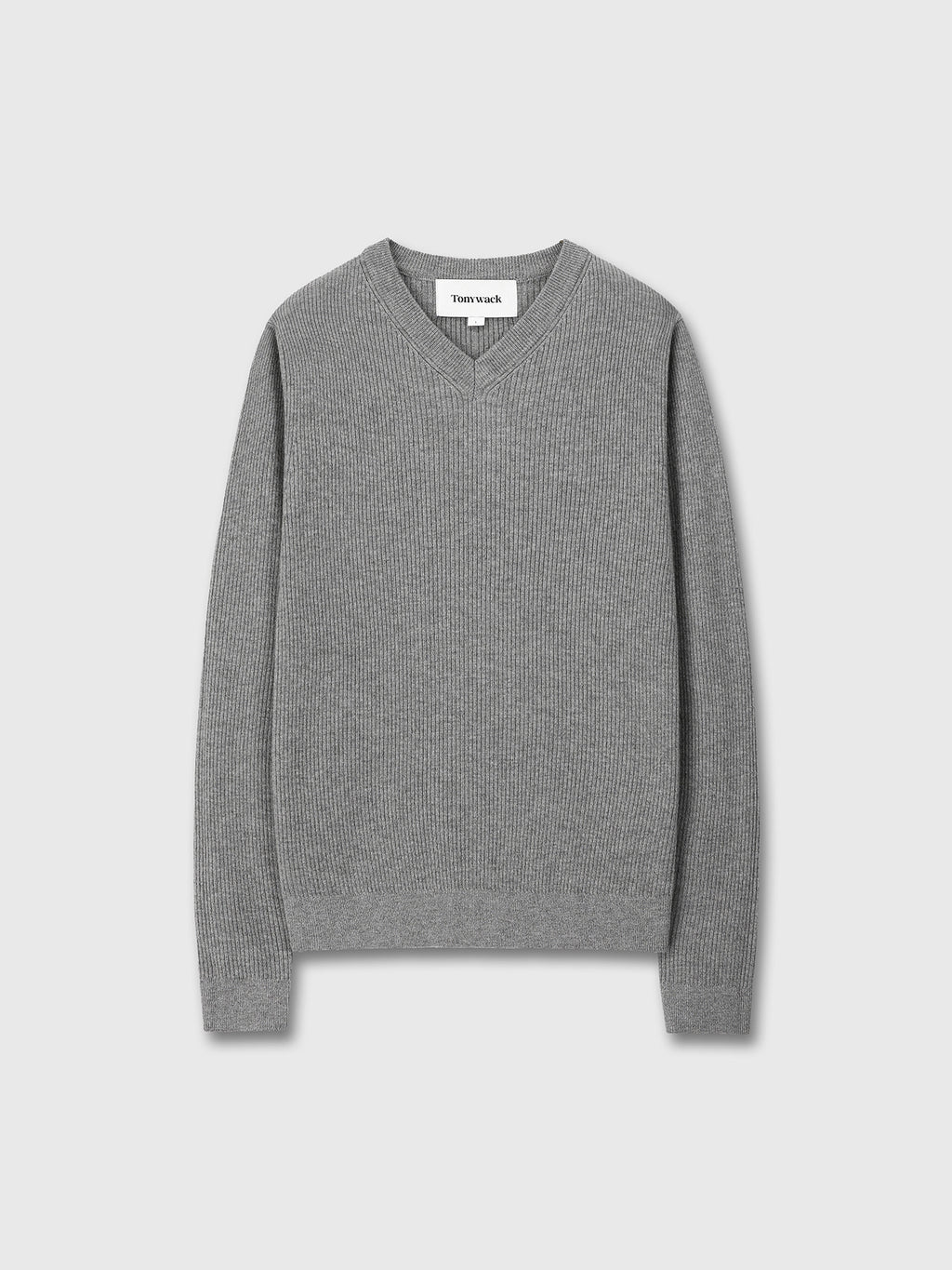 Tonywack - Super Fine Wool Ribbed V-Neck Sweater (Melange Grey) product image 8 | TRAB K-Fashion Australia