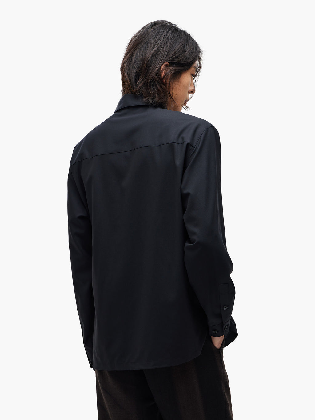 Jiyong Kim - Super Fine Wool Front Pocket Shirt (Black) product image 5 | TRAB K-Fashion Australia