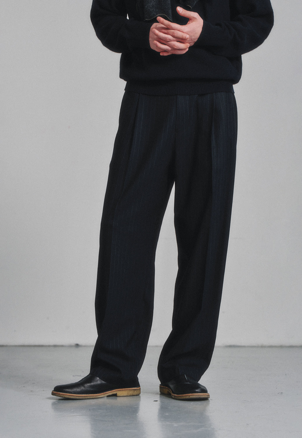 Art if acts - Wool One Tuck Trousers (Navy Stripe) product image 5 | TRAB K-Fashion Australia