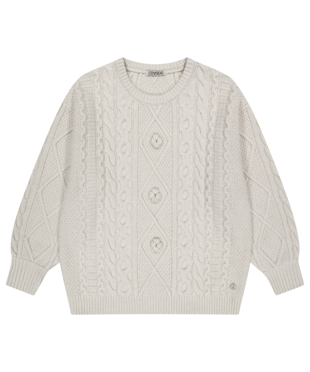 Coyseio - Pompom Cable Knit (Ivory) product image 6 | TRAB K-Fashion Australia