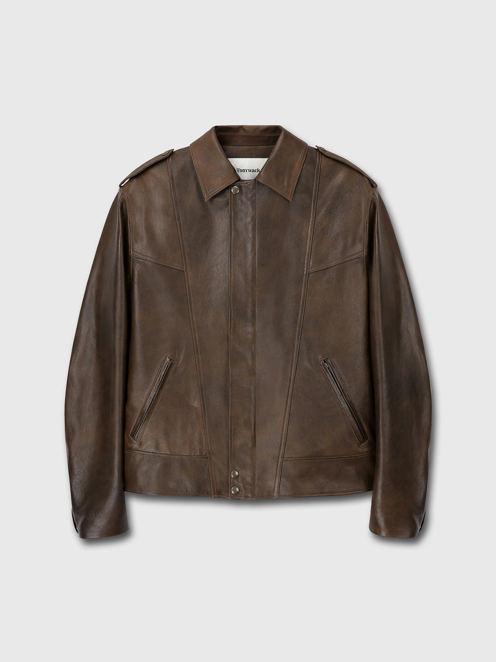 Tonywack - Oversized Vegetable Lamb Leather Jacket (Brown) product image 8 | TRAB K-Fashion Australia