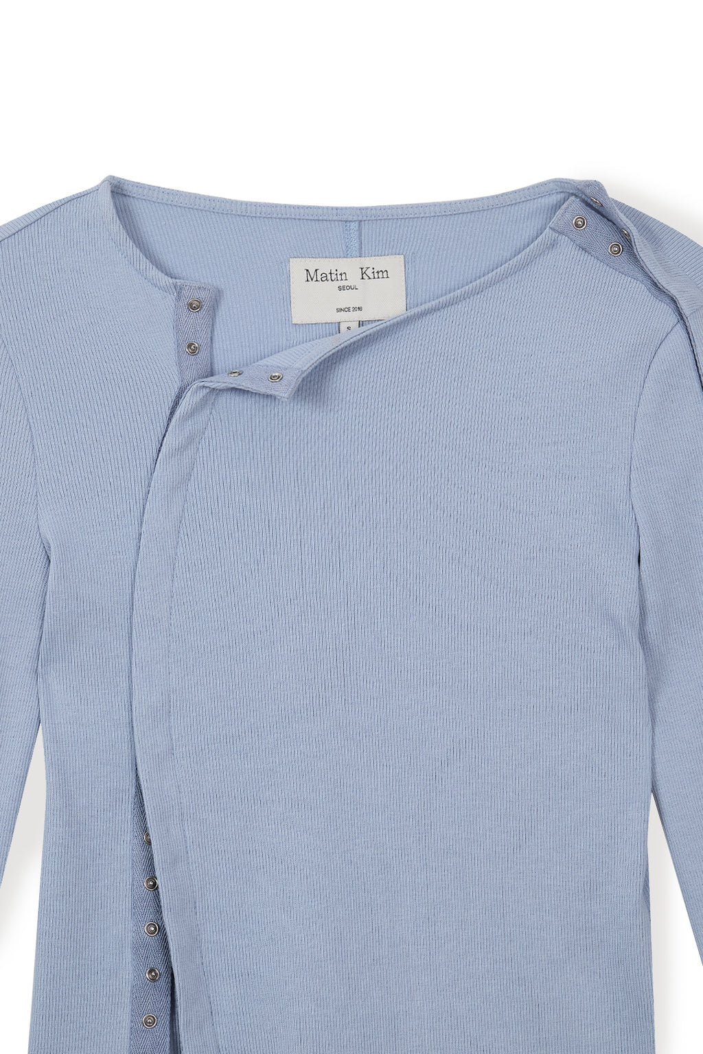 Matin Kim - Snap Detail Slim Top (Light Blue) product image 4 | TRAB K-Fashion Australia