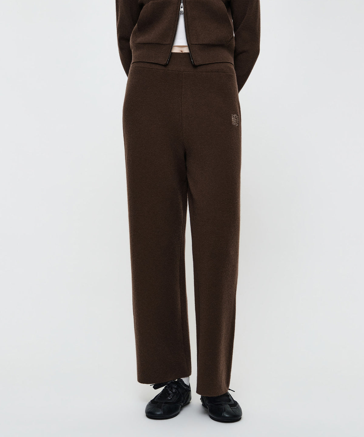 Marithe & Francois Girbaud - Ribbon Classic Logo Knit Pants (Brown) product image 1 | TRAB K-Fashion Australia