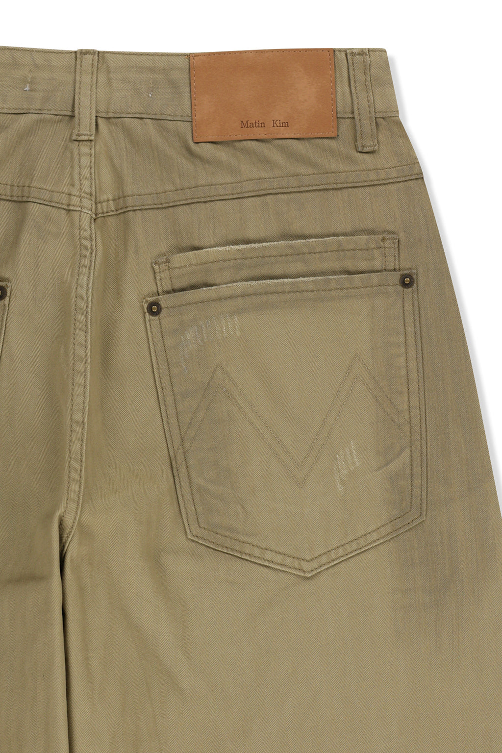 Matin Kim - Distressed Herringbone Wide Pants (Beige) product image 5 | TRAB K-Fashion Australia