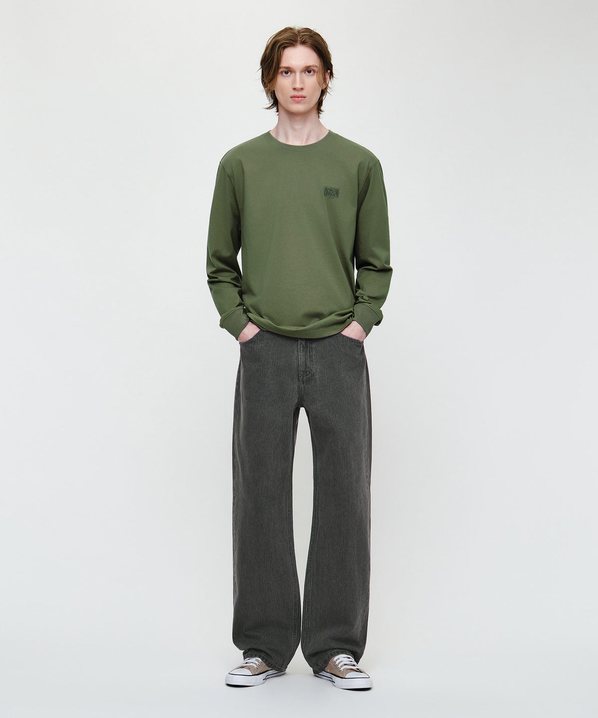 Marithe & Francois Girbaud - Small Classic Logo Long Sleeve Tee (Khaki) product image 4 | TRAB K-Fashion Australia