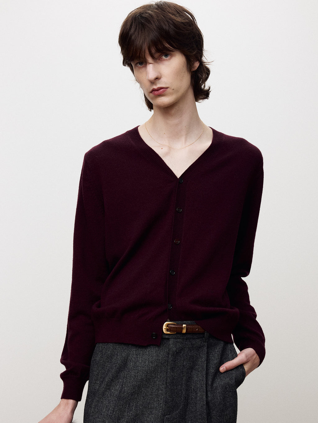 Tonywack - Super Fine Merino Wool Knit Cardigan (Burgundy) product image 5 | TRAB K-Fashion Australia