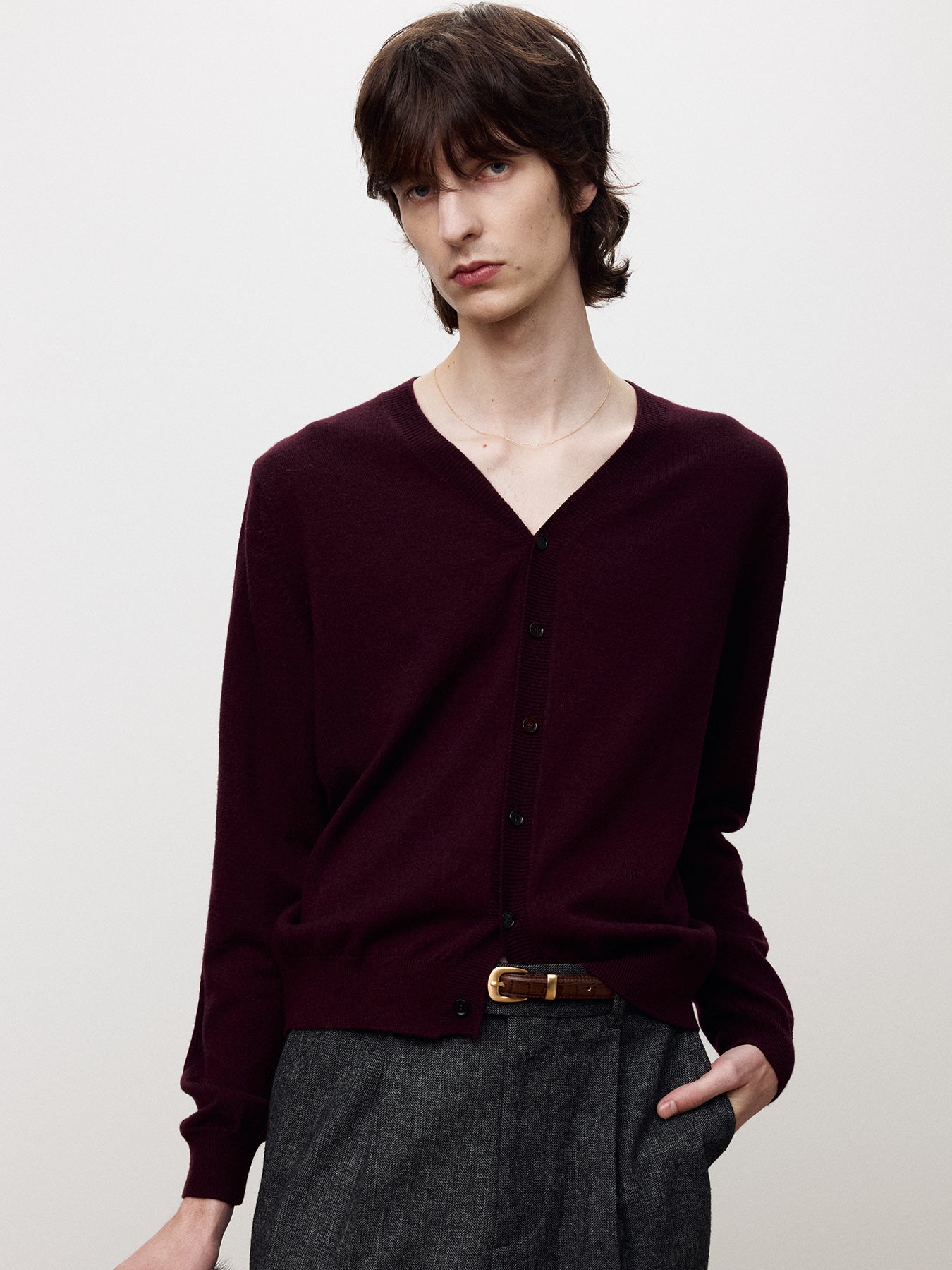 Tonywack - Super Fine Merino Wool Knit Cardigan (Burgundy) product image 5 | TRAB K-Fashion Australia