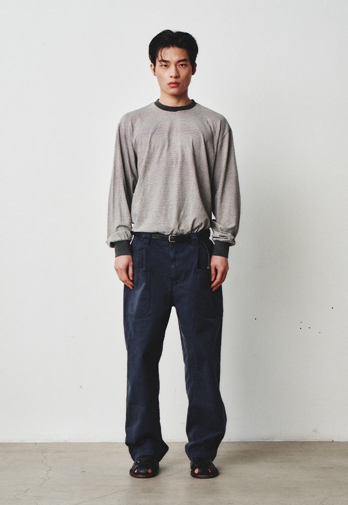 Art if acts - Washed Stripe Long Sleeve (Faded Charcoal) product image 1 | TRAB K-Fashion Australia