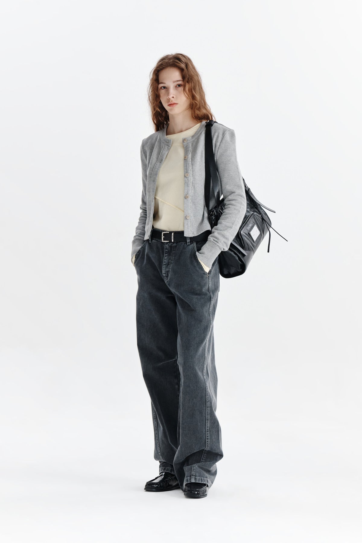 Matin Kim - Rib Point Jersey Cardigan (Grey) product image 8 | TRAB K-Fashion Australia