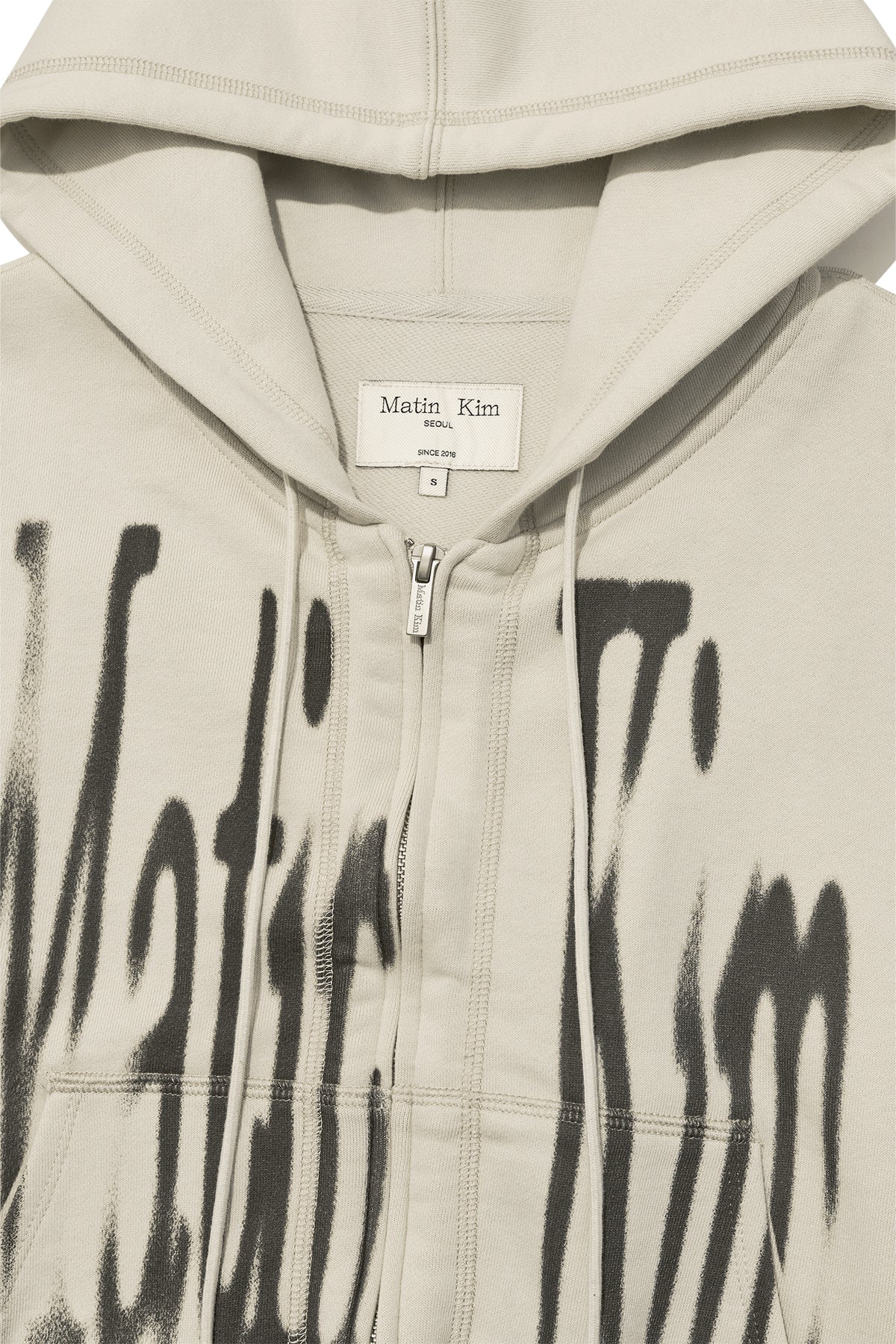 Matin Kim - Big Logo Crop Hoody Zip Up (Beige) product image 3 | TRAB K-Fashion Australia