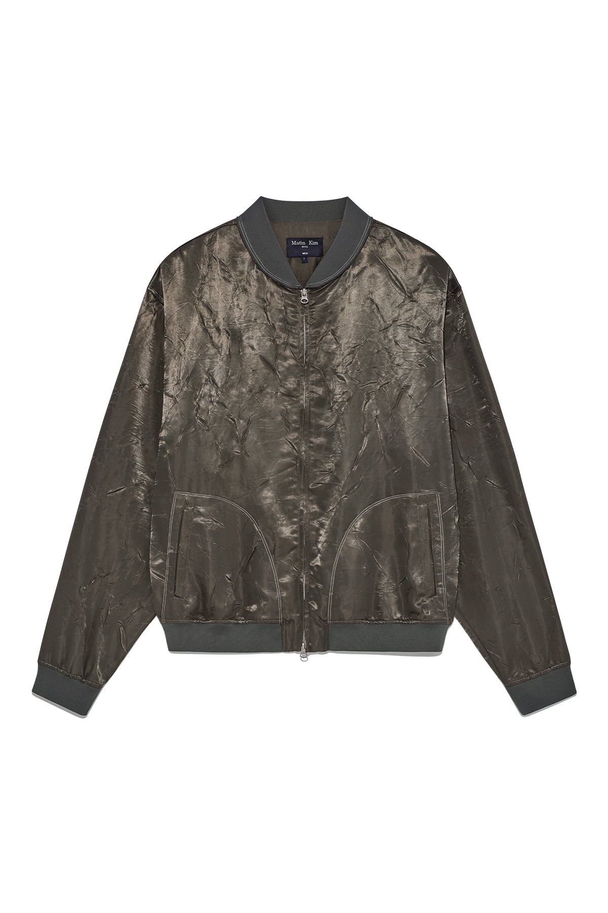 Matin Kim - Back Logo Crinkle Blouson (Khaki) product image 1 | TRAB K-Fashion Australia
