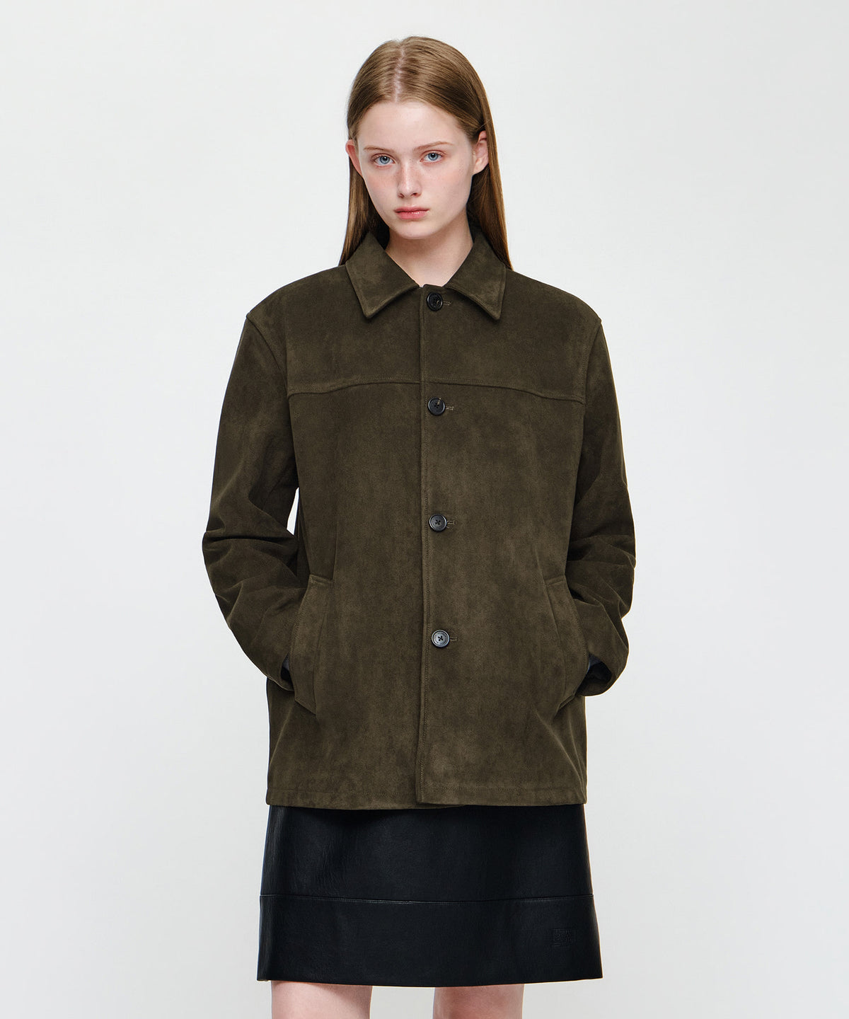 Marithe & Francois Girbaud - Faux Suede Half Jacket (Brown) product image 1 | TRAB K-Fashion Australia