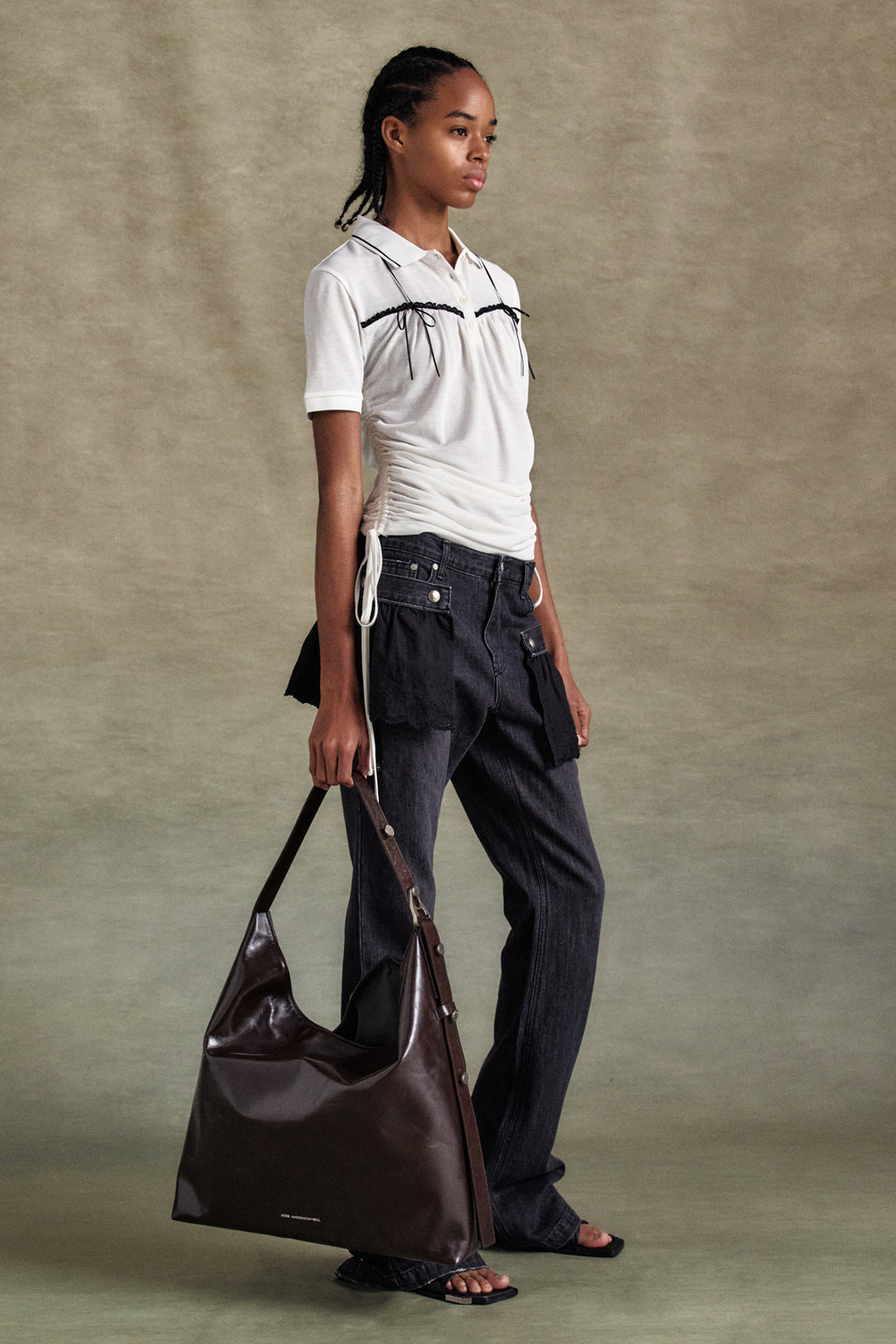 Andersson Bell - Flower Lace Attached Bootcut Jeans (Washed Black) product image 8 | TRAB K-Fashion Australia