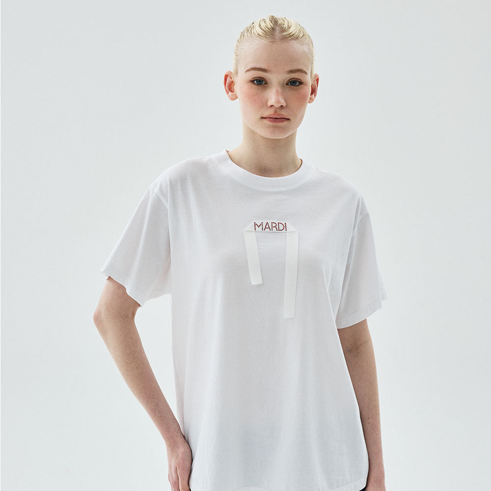Mardi Mercredi - Tshirt Logo Tape Detail (White) product image 1 | TRAB K-Fashion Australia