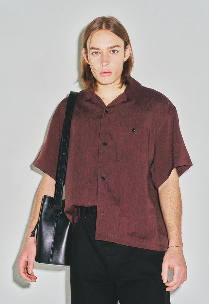 Tonywack - Cozy Linen Viscose Cuban-Collar Shirt (Penny Brown) product image 6 | TRAB K-Fashion Australia