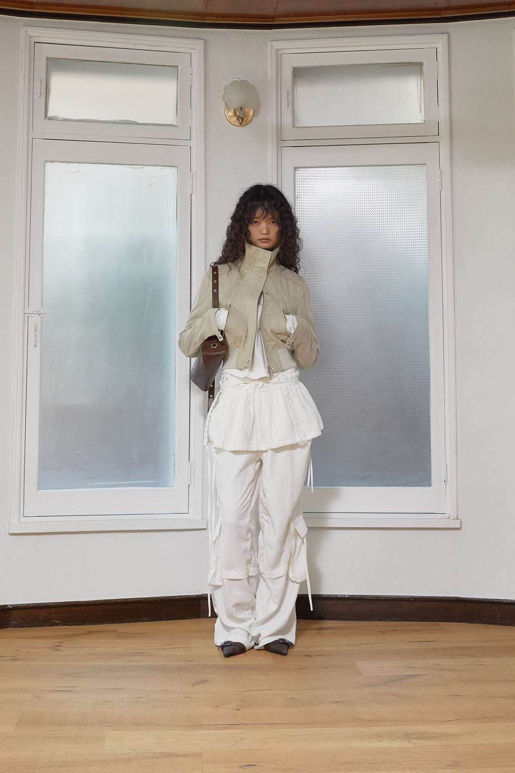 Matin Kim - Rough Patchwork Layered Skirt (White) product image 9 | TRAB K-Fashion Australia