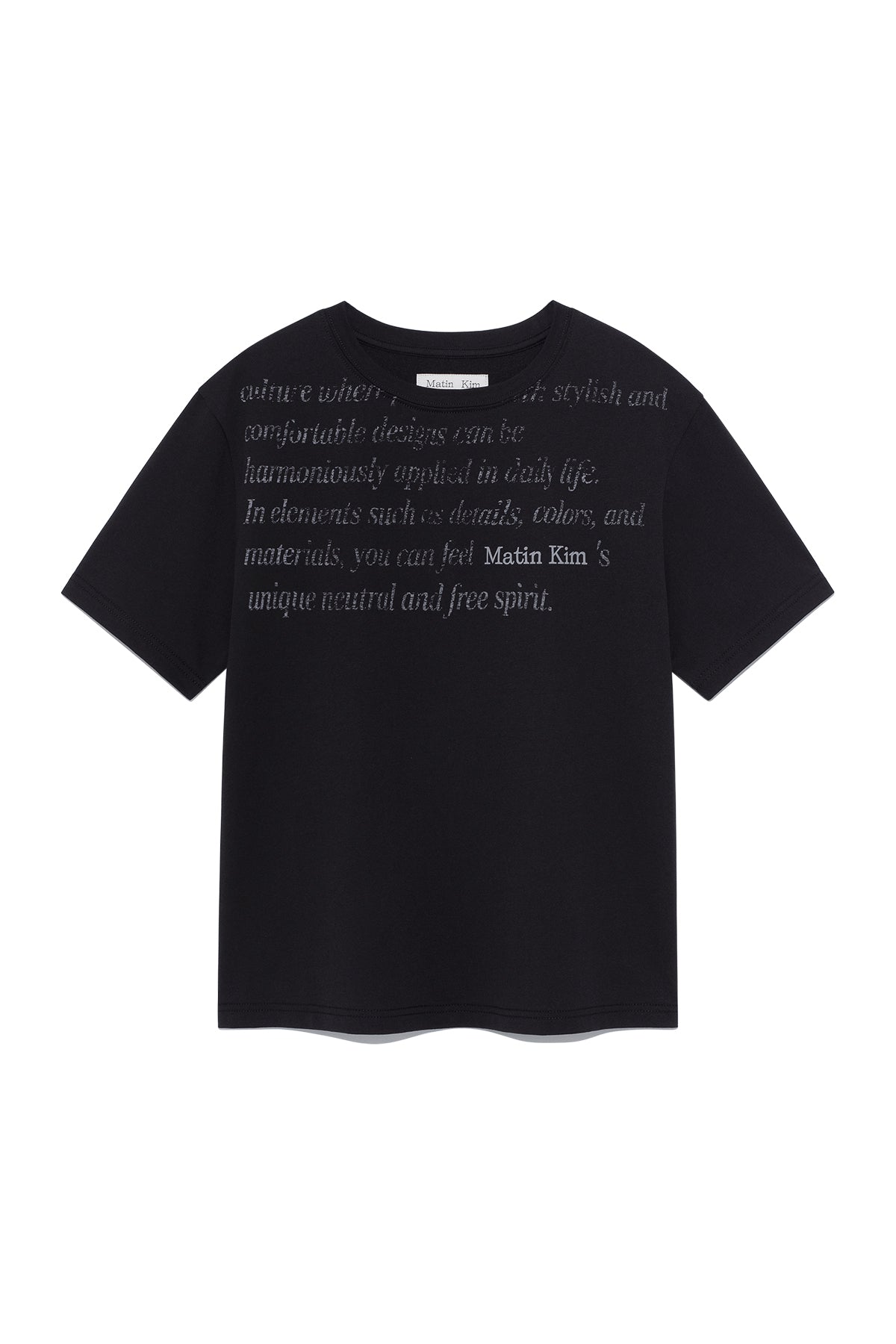 Matin Kim - Logo Point Lettering Graphic Top (Black) product image 1 | TRAB K-Fashion Australia