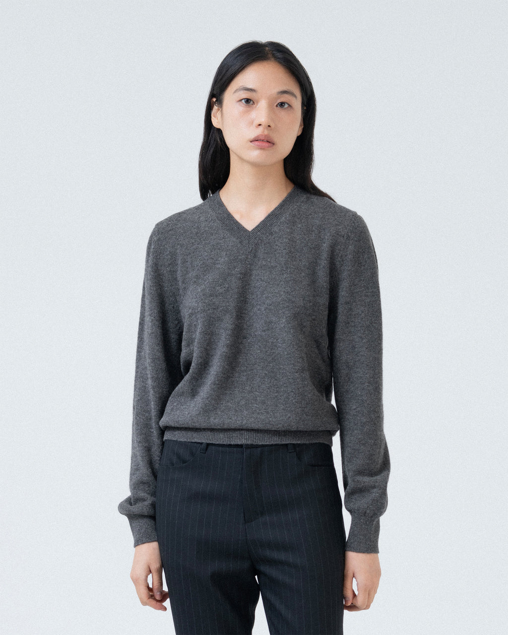 Brownyard - Extra Super Fine V Neck Knit (Charcoal) product image 1 | TRAB K-Fashion Australia