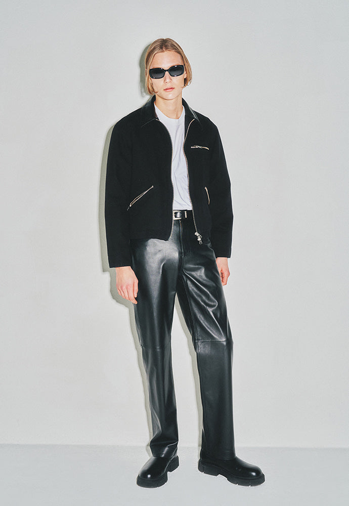 Tonywack - Leather Collar Canvas Work Jacket (Black) product image 4 | TRAB K-Fashion Australia