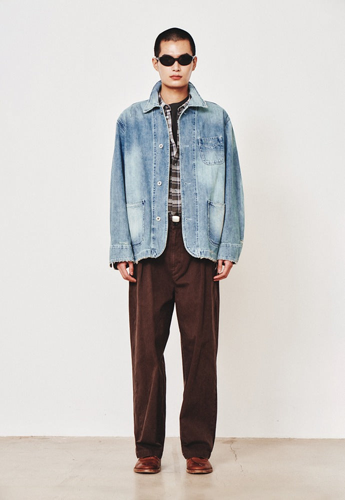 Art if acts - Damaged Denim Western Coverall Jacket (Light Indigo) product image 1 | TRAB K-Fashion Australia