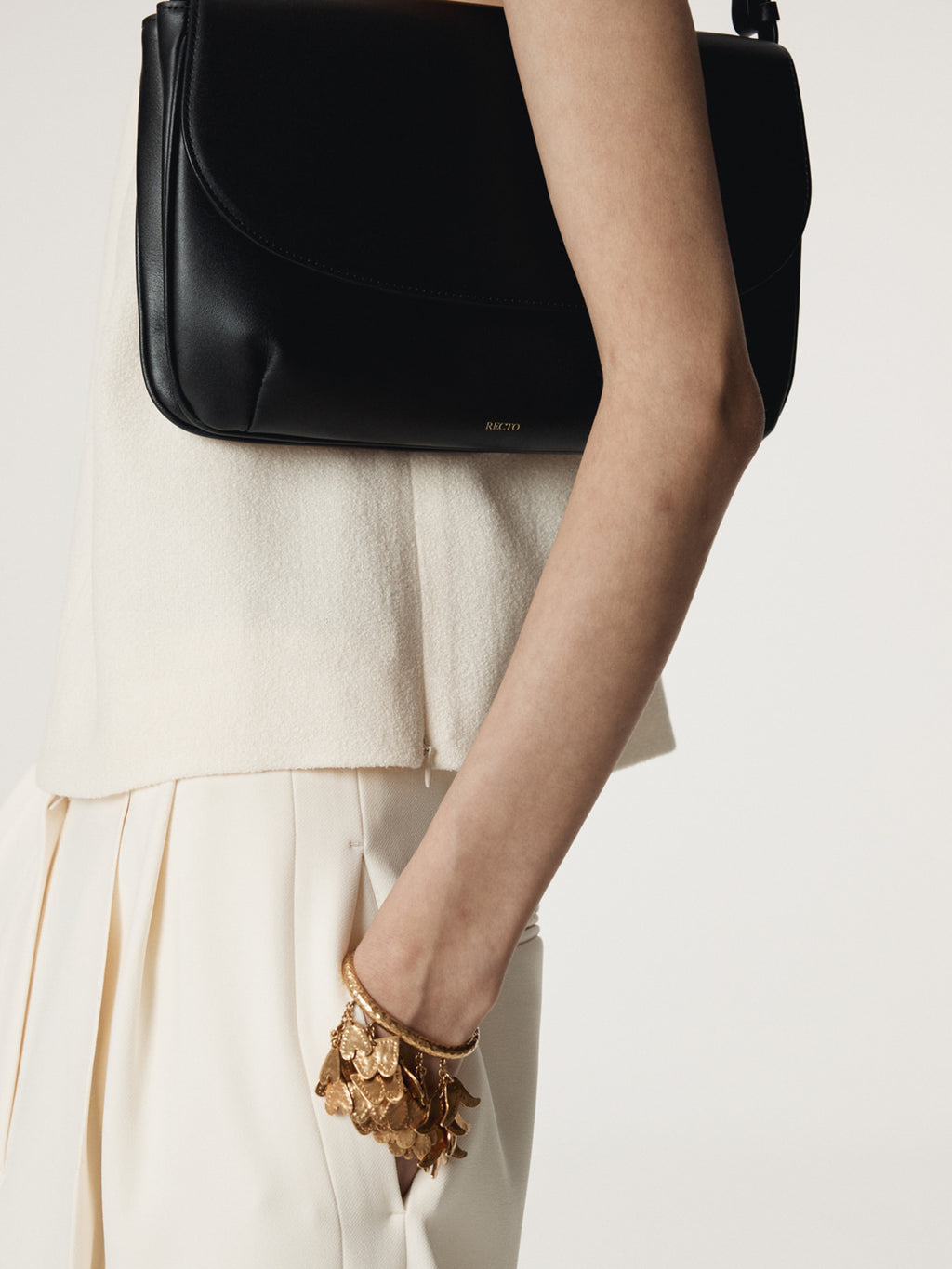 Recto - Wool Tweed V-Neck Top (Ivory) product image 9 | TRAB K-Fashion Australia