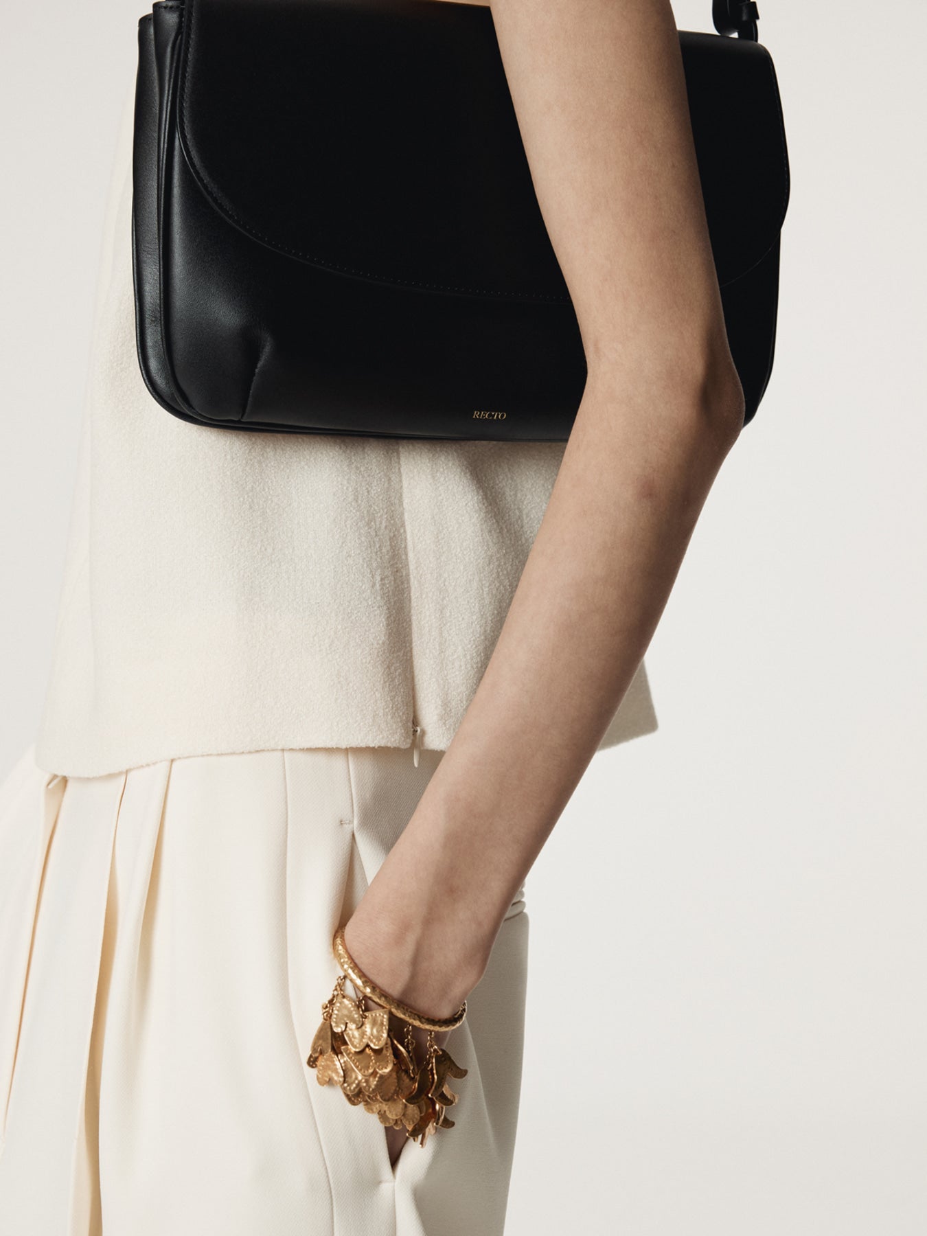 Recto - Wool Tweed V-Neck Top (Ivory) product image 9 | TRAB K-Fashion Australia