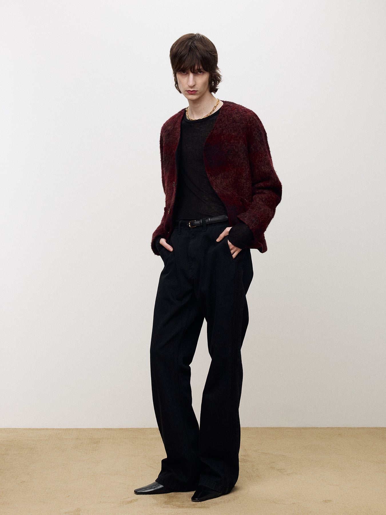 Tonywack - Mohair V-Neck Blouson Italian Fabric (Dark Red) product image 2 | TRAB K-Fashion Australia