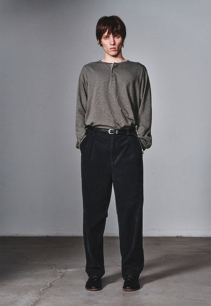 Art if acts - Washed One Tuck Corduroy Pants (Cliff Navy) product image 2 | TRAB K-Fashion Australia