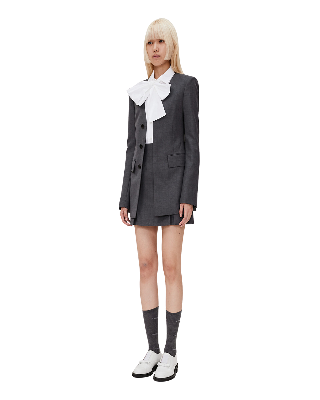 Kimhe Kim - Collarless Wool-Blended Jacket (Grey) product image 2 | TRAB K-Fashion Australia
