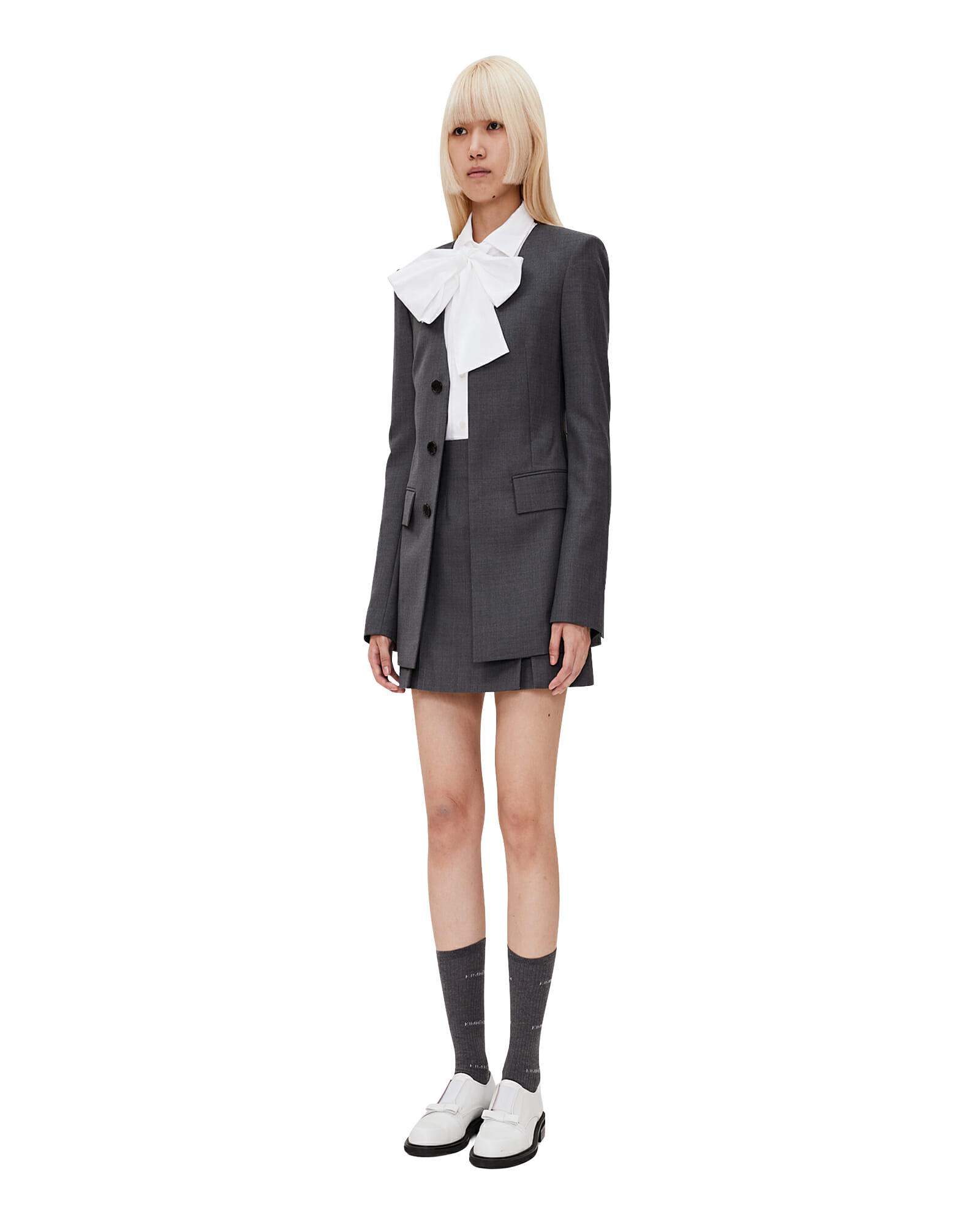 Kimhe Kim - Collarless Wool-Blended Jacket (Grey) product image 2 | TRAB K-Fashion Australia