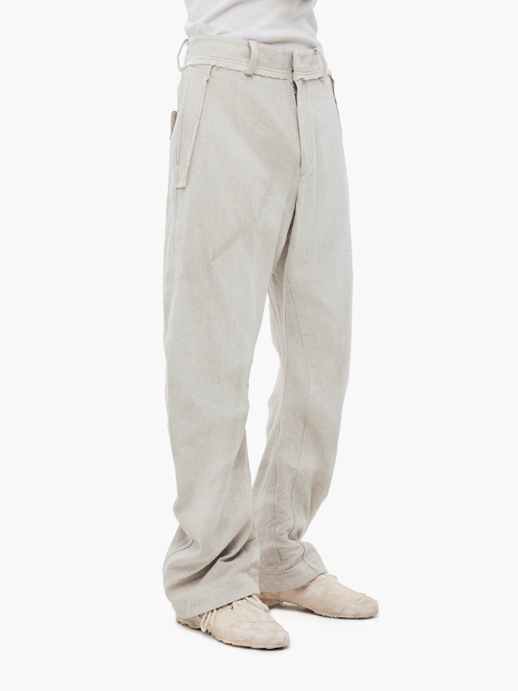 Jiyong Kim - Sun-Bleached Curved Trousers (Ivory) product image 3 | TRAB K-Fashion Australia