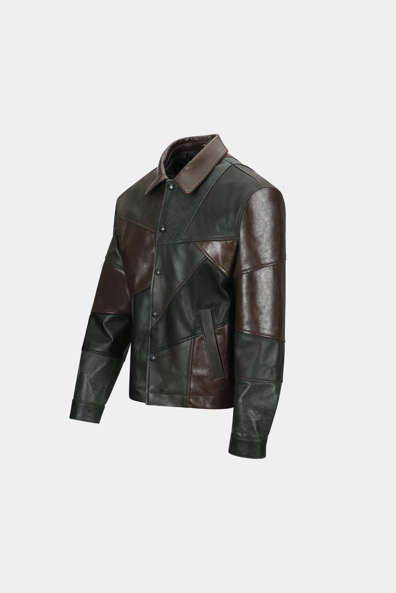 Andersson Bell - Unisex Patchwork Leather Jacket (Black/Brown) product image 16 | TRAB K-Fashion Australia