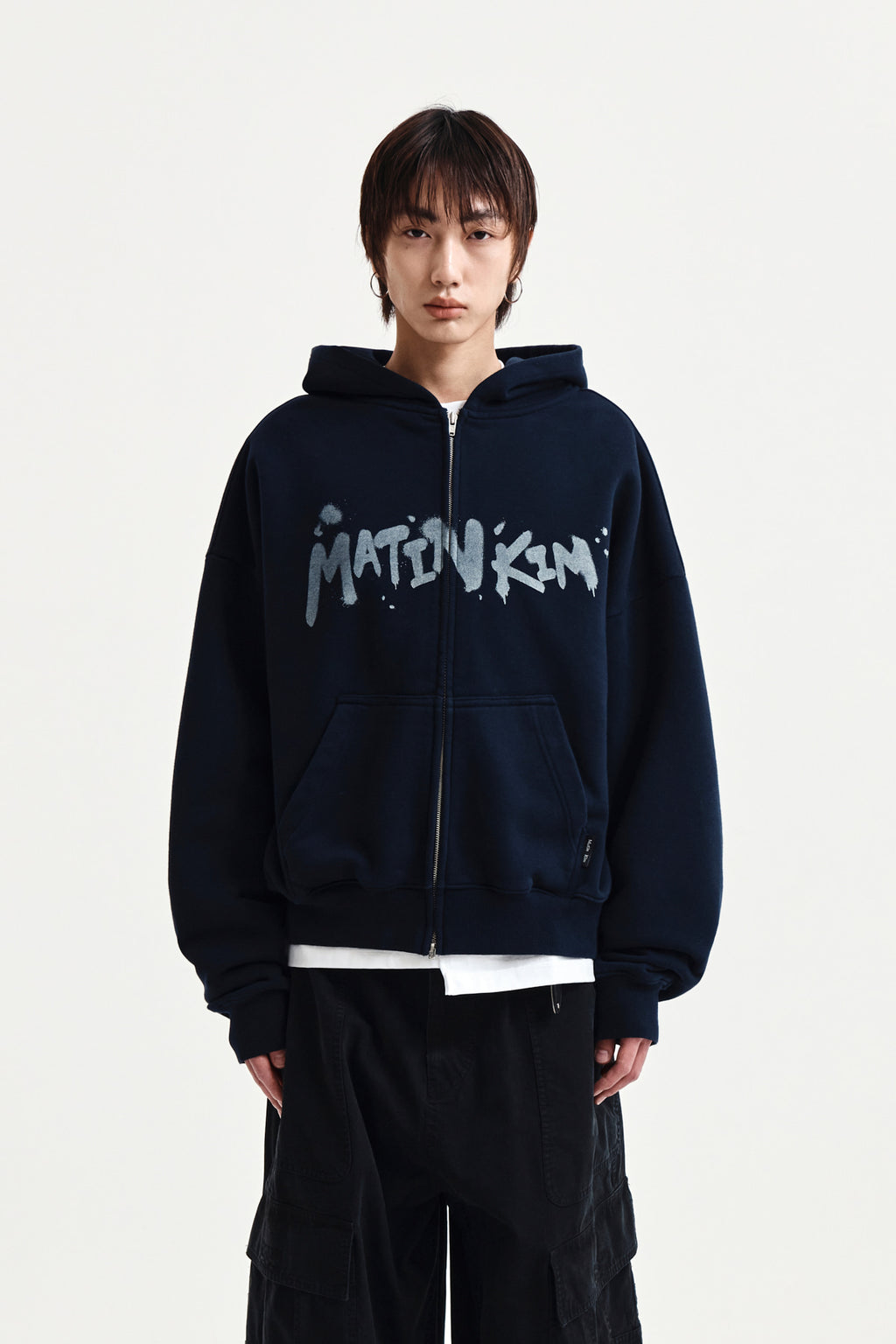 Matin Kim - Graffiti Logo Hoody Zip Up (Navy) product image 10 | TRAB K-Fashion Australia