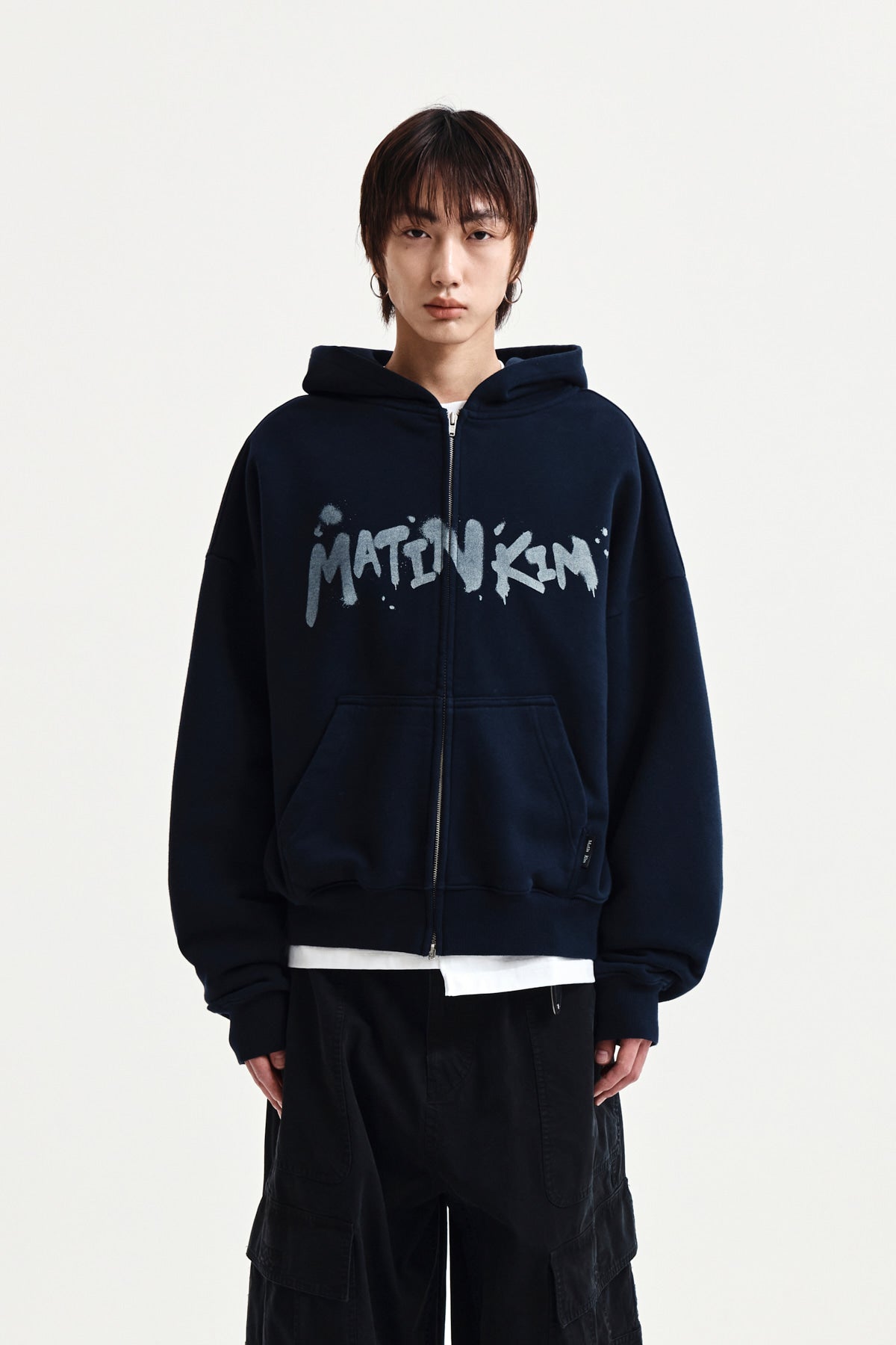 Matin Kim - Graffiti Logo Hoody Zip Up (Navy) product image 10 | TRAB K-Fashion Australia