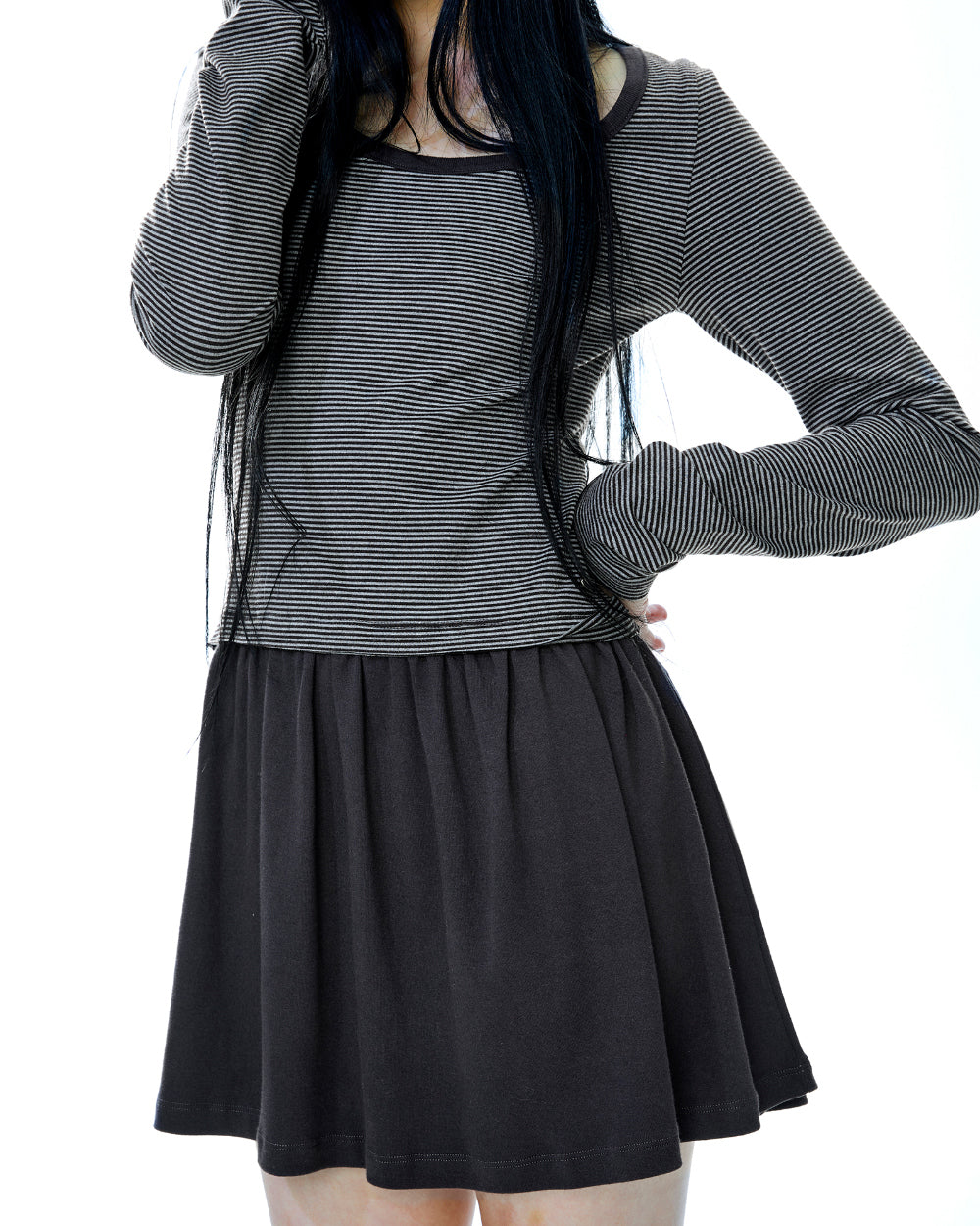 Coyseio - Coy Stripe Dress (Brown) product image 7 | TRAB K-Fashion Australia