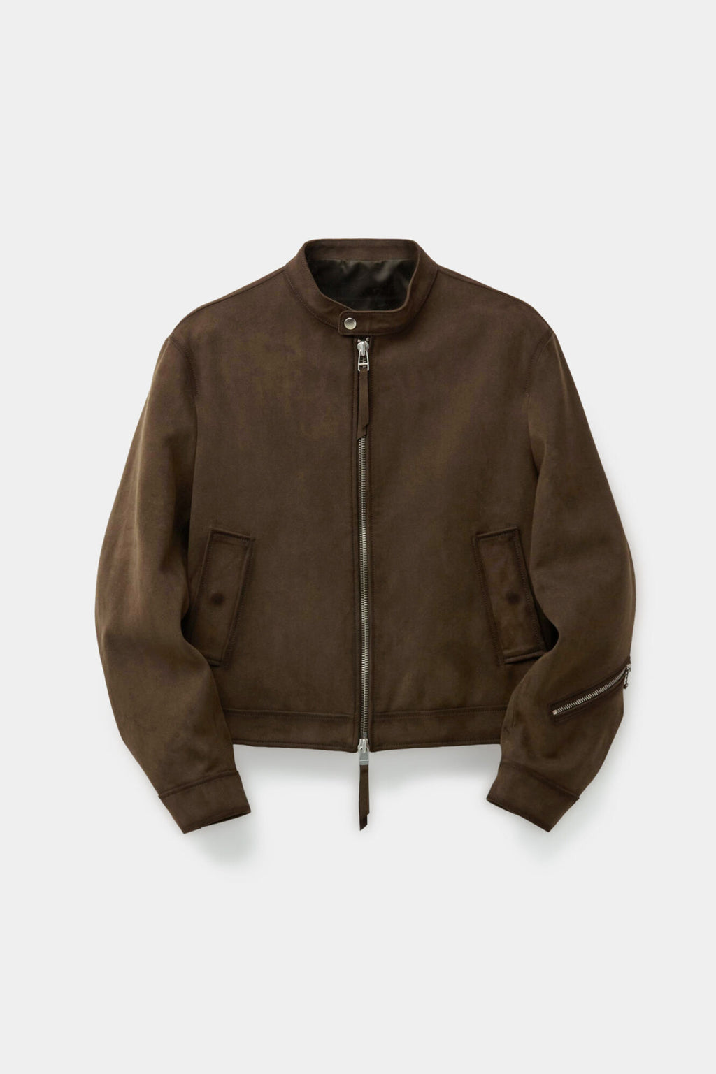 Coor - Fake Suede Seam Washed Biker Jumper (Dark Brown) product image 1 | TRAB K-Fashion Australia