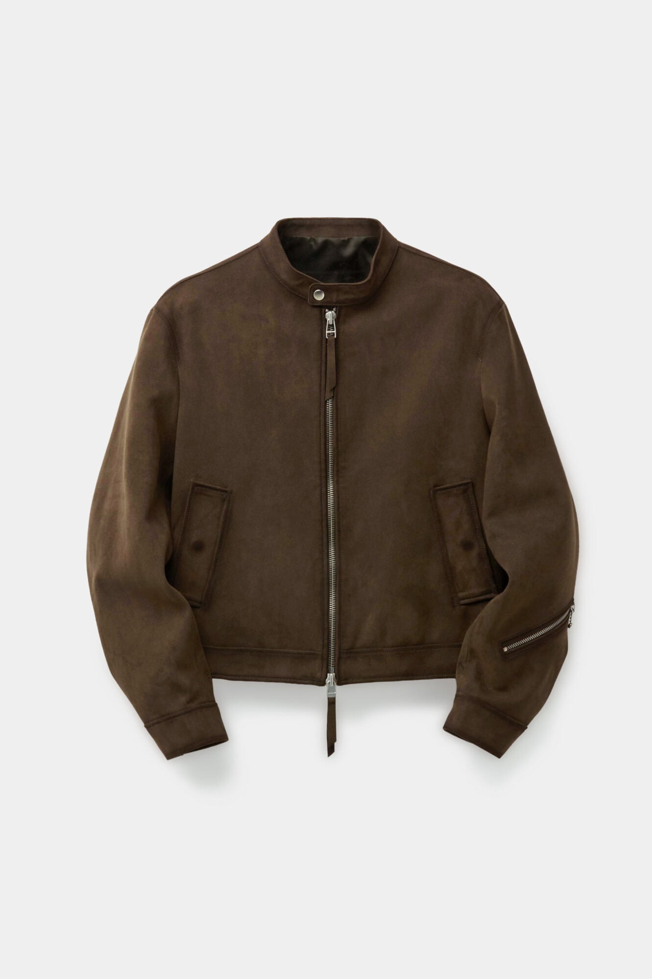 Coor - Fake Suede Seam Washed Biker Jumper (Dark Brown) product image 1 | TRAB K-Fashion Australia