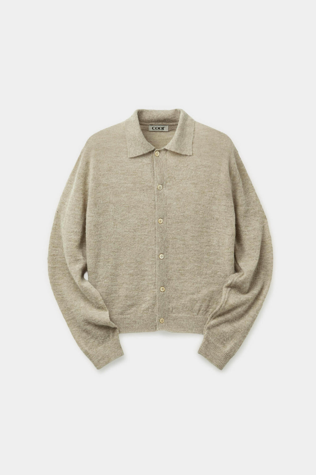 Coor - Hairy Alpaca Blend Collar Cardigan (Melange Beige) product image 1 | TRAB K-Fashion Australia