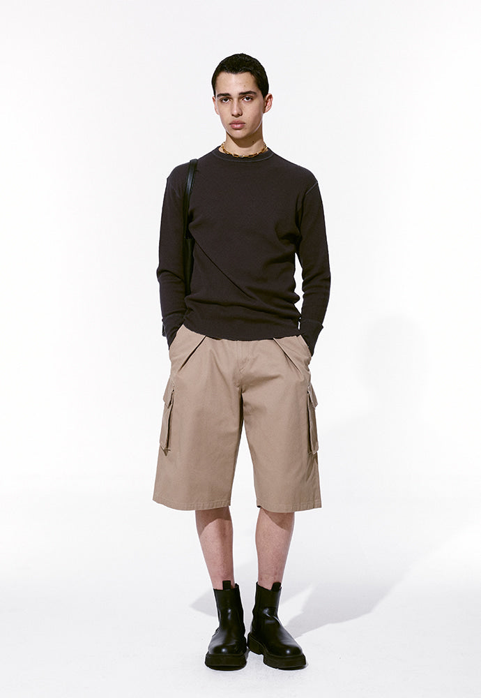 Tonywack - Garment-Washed Cotton Cargo Shorts (Beige) product image 1 | TRAB K-Fashion Australia