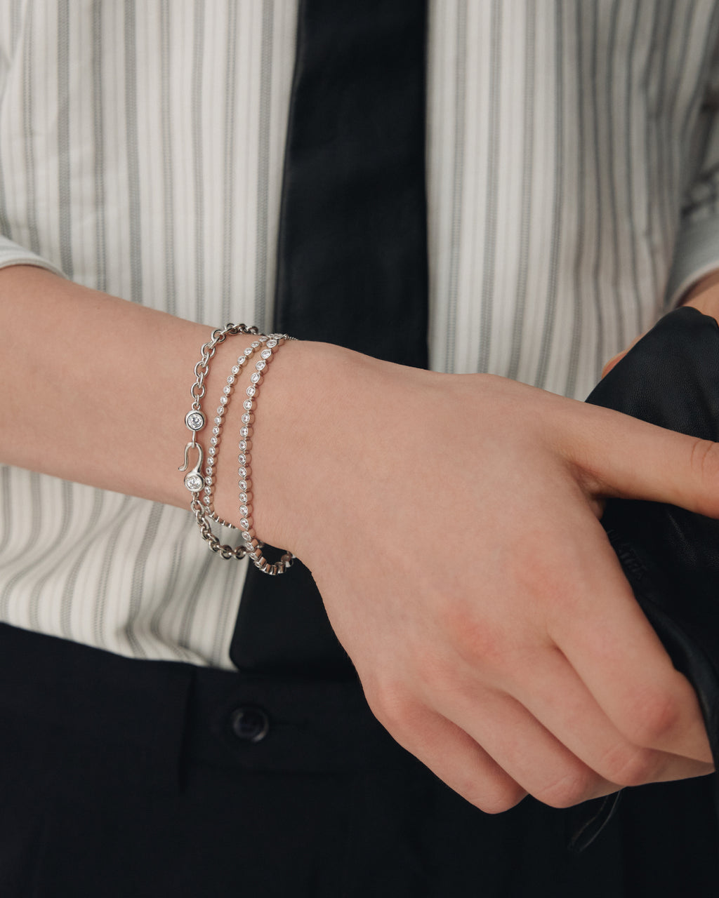 Numbering - Bezel Set Clasp Chain Bracelet #3903 product image 1 | TRAB K-Fashion Australia