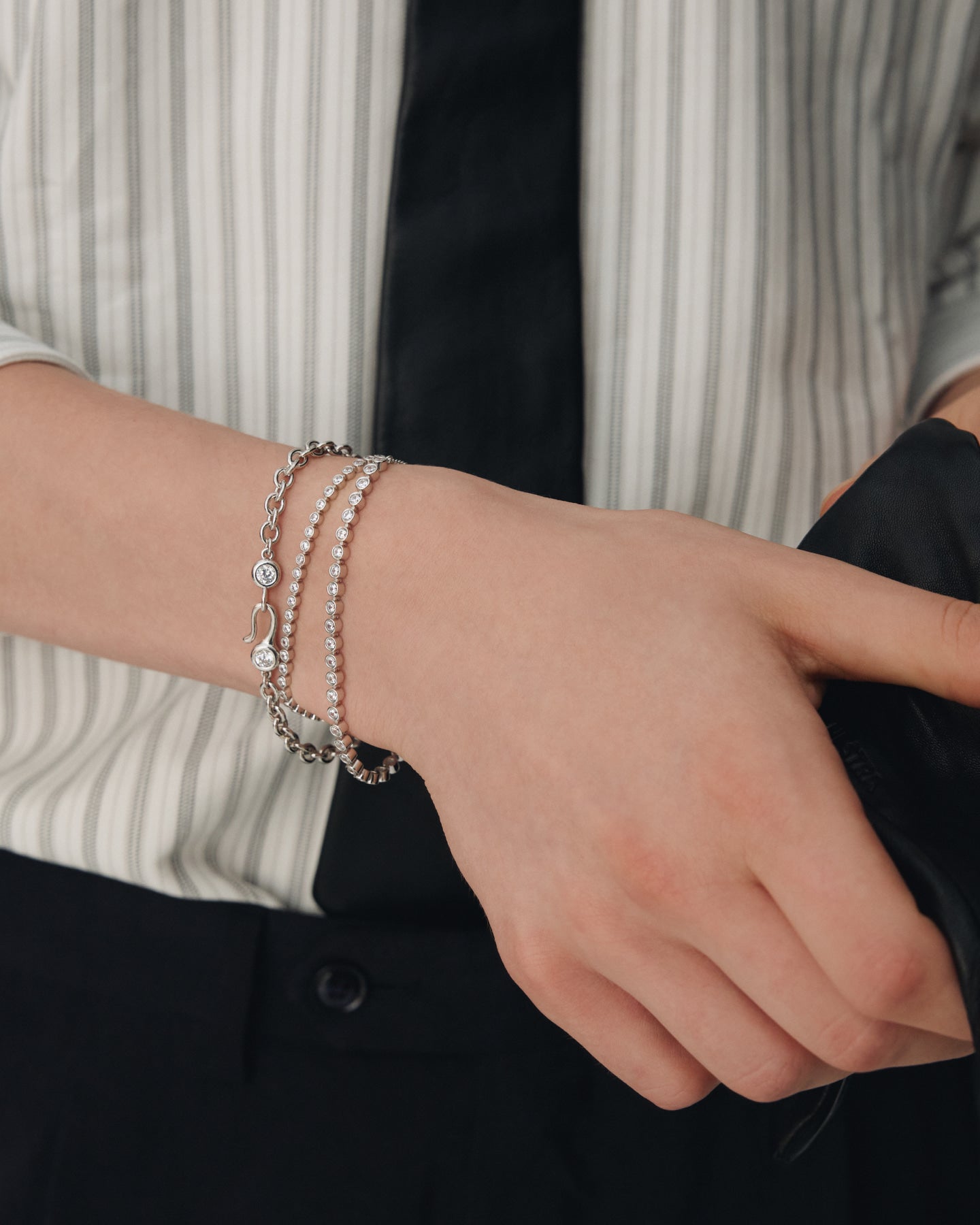 Numbering - Bezel Set Clasp Chain Bracelet #3903 product image 1 | TRAB K-Fashion Australia