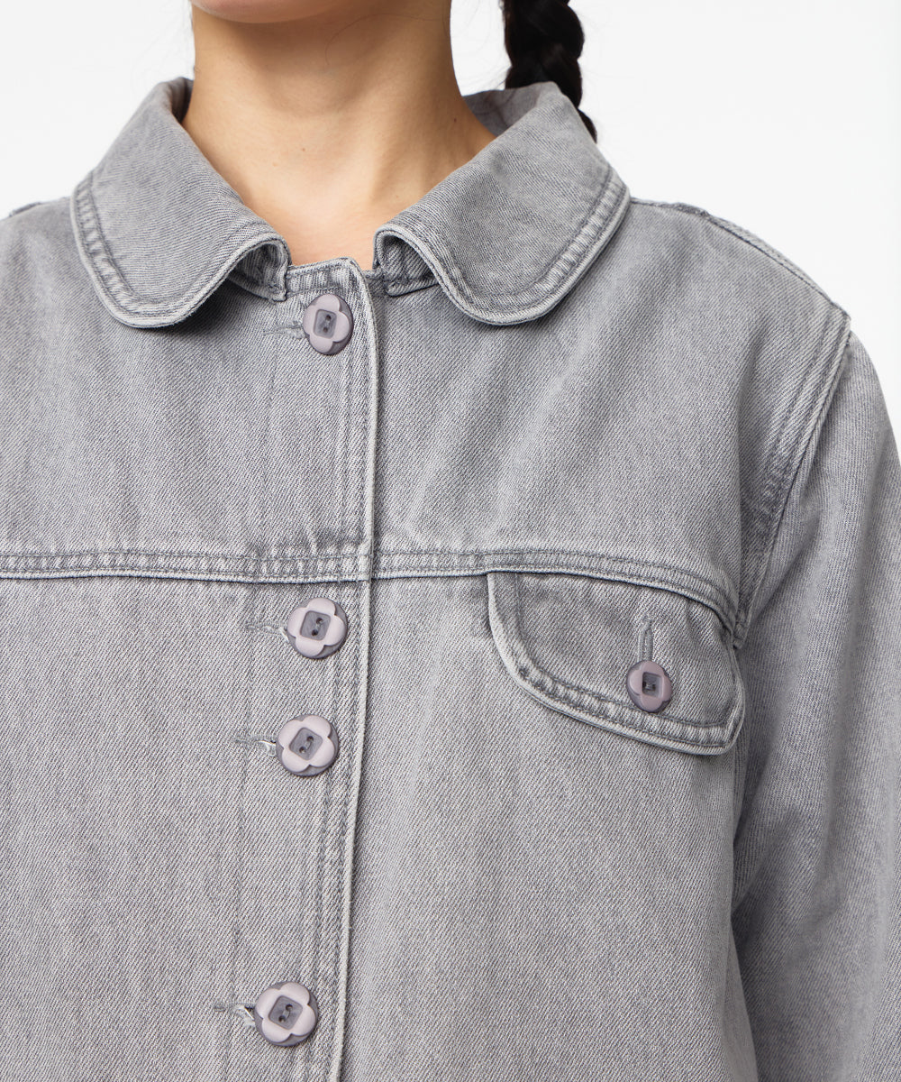 Coyseio - Aged Midi Denim Jacket (Grey) product image 7 | TRAB K-Fashion Australia